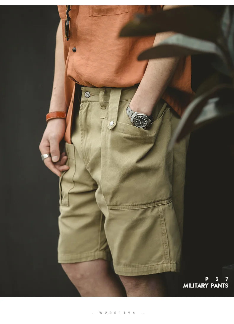 Herren Cargo Shorts im Militär-Stil mit verstellbarer Taille und Taschen