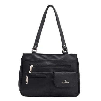 Damen-Handtasche Vintage Schultertasche mit Mehrfachfächern und große Kapazität für iPad und Smartphone
