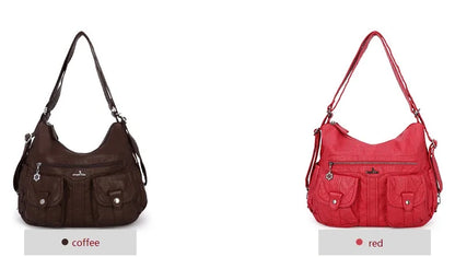 Damen-Schultertasche Aus Weichem PU-Lederimitat Mit Innenfach Und Reißverschluss Alltag Und Shopping