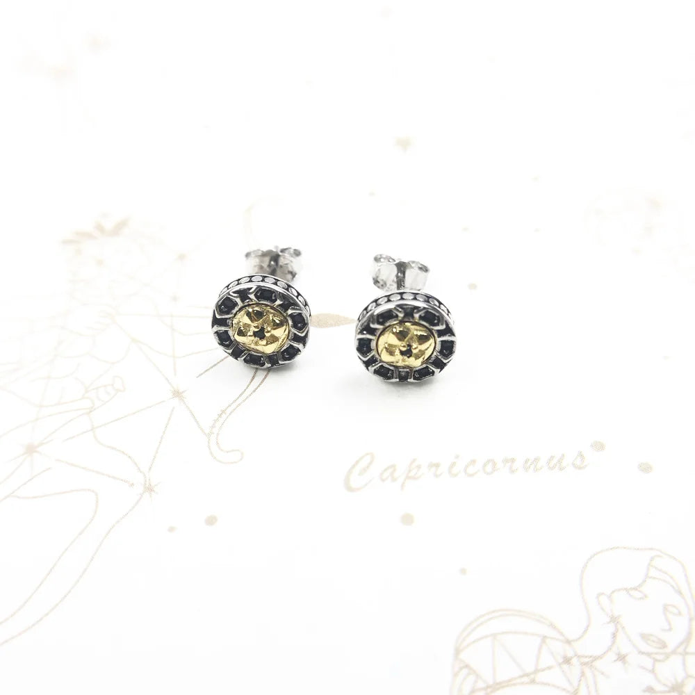 Damen-Ohrstecker Kreuz schwarz Gold Vintage aus Sterlingsilber