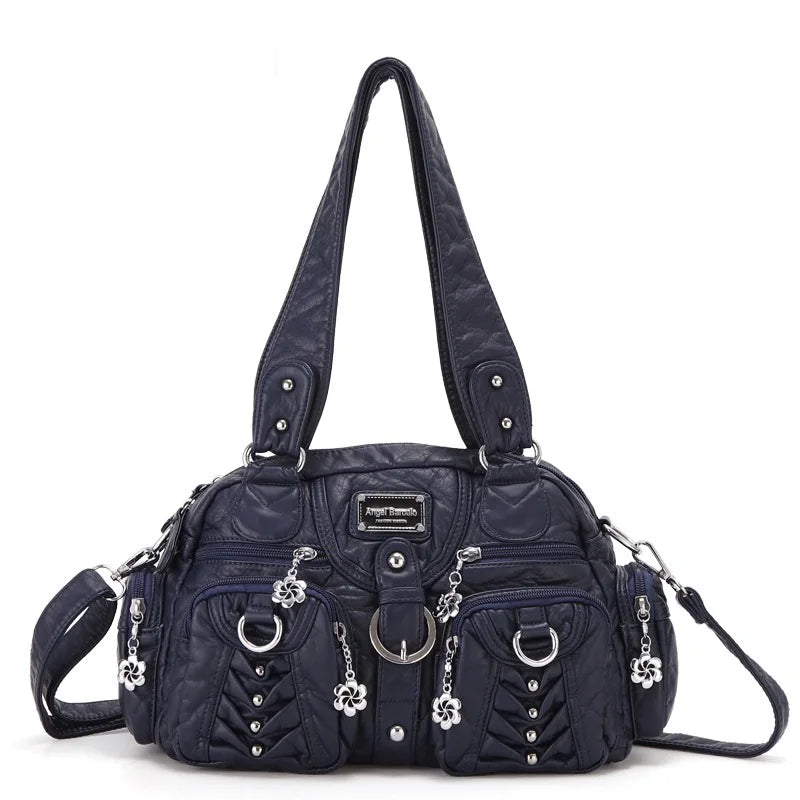 Damen-Satchel-Handtasche Aus PU-Leder Mit Top-Handle Und Mehrfachen Taschen Für Vielseitige Aufbewahrung