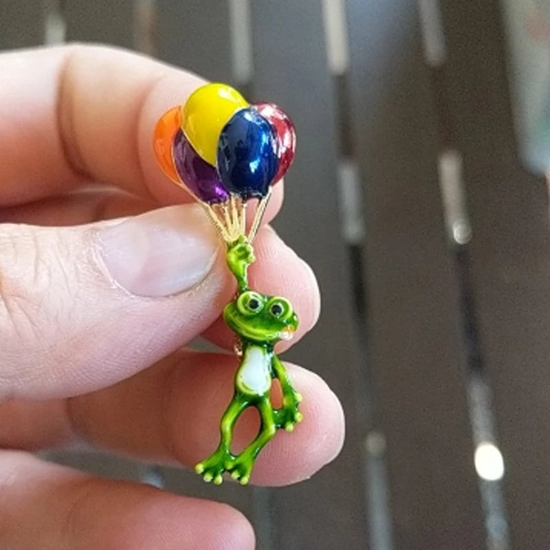 Brosche Frosch Ballon Tier Emaille Bunt Kinder Party Geschenk Damen