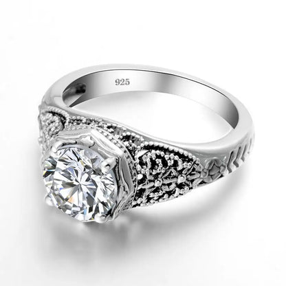 Damen-Ring aus 925er Sterling Silber mit Zirkonstein, Verlobungsring Schmuck für Alltag