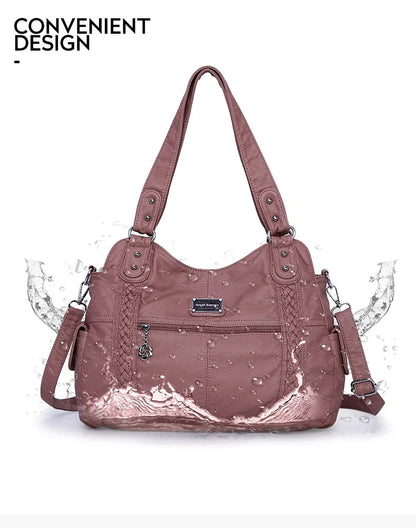 Damen-Handtasche aus PU-Leder mit Mehrfachfächern und Reißverschluss und verstellbarem Schultergurt