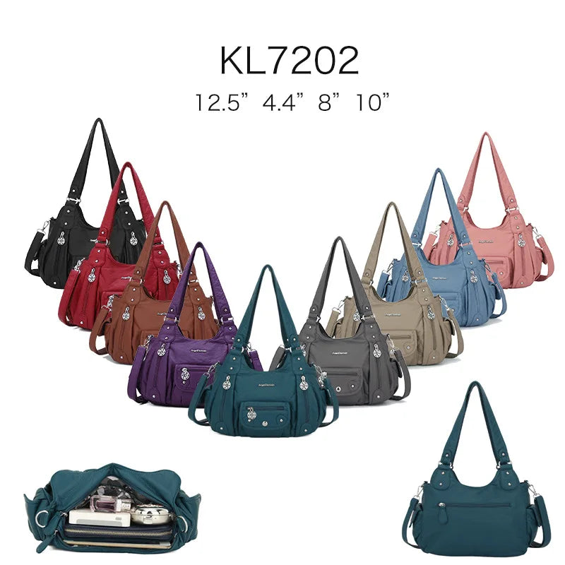 Damen-Schultertasche aus PU-Leder mit Reißverschluss und Mehrfachfächern Kompakter Alltagsbegleiter