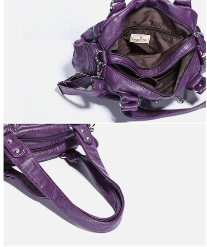 Damen-Schultertasche aus PU-Leder in kompakter Bauweise mit Angenehmer Haptik und Mehrfachfächern