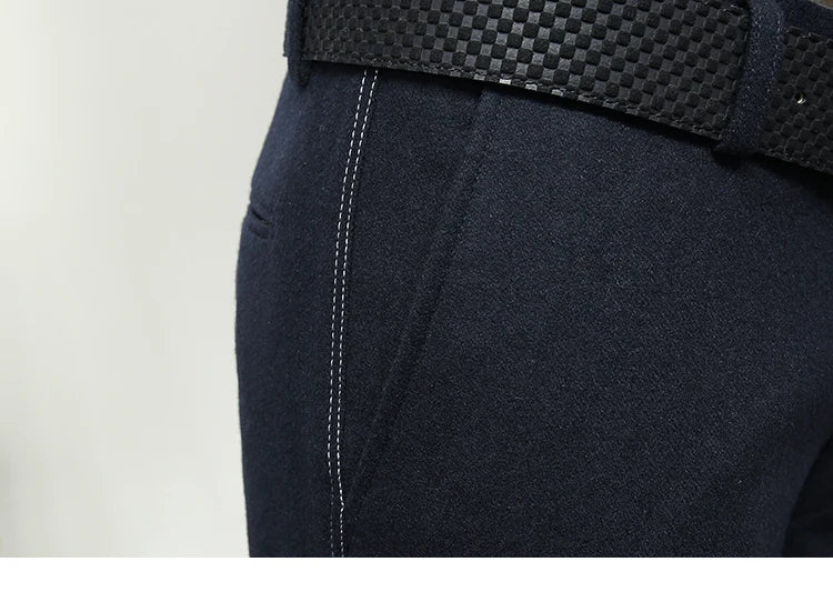 50% Wolle Männer Lange Anzüge Hosen Slim Fit Tiefblau Mode Hochzeit Bräutigam Tragen Herbst Frühling Büro Täglichen Hosen Mode Korea