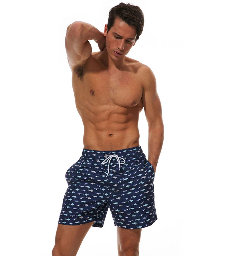 Herren-Shorts aus Polyester mit Reißverschlusstasche – schnelltrocknend für Gym, Surfen und Strand
