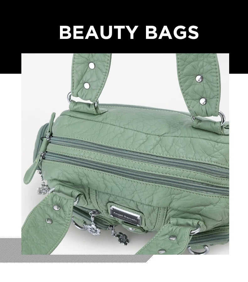 Damen-Satchel-Handtasche aus PU-Leder mit Reißverschluss und viel Stauraum für Alltag und Freizeit