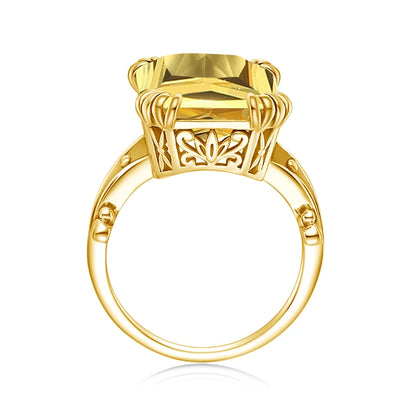 Damen-Ring aus 925er Silber mit großem rechteckigem Citrinstein für eleganten Alltagslook