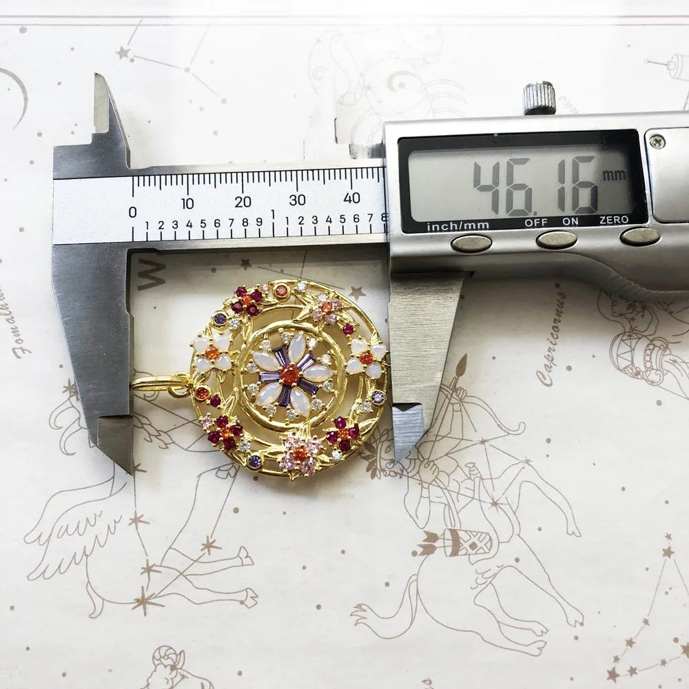 Damen-Charm-Anhänger Amulett Blumen golden Glück aus Sterlingsilber