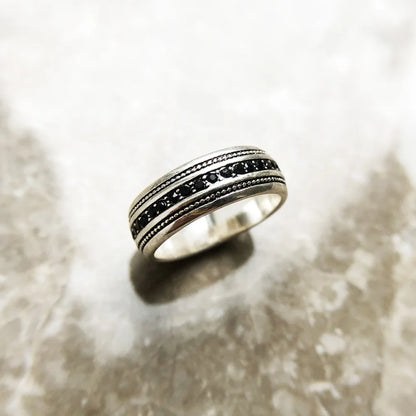 Damen-Ring CZ Lane schwarz Vintage aus Sterlingsilber