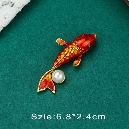 Brosche Blume Barock Vintage Palast Rot Emaille Perle Party Damen