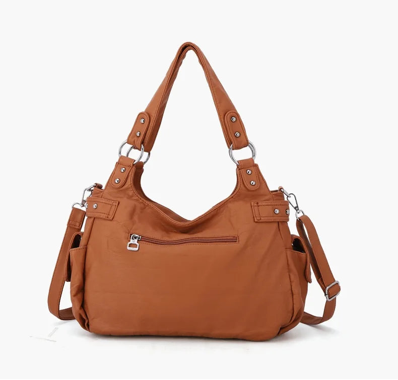 Damen-Schultertasche aus PU-Material Mit Großem Fassungsvermögen und Reißverschluss für Alltag und Freizeit