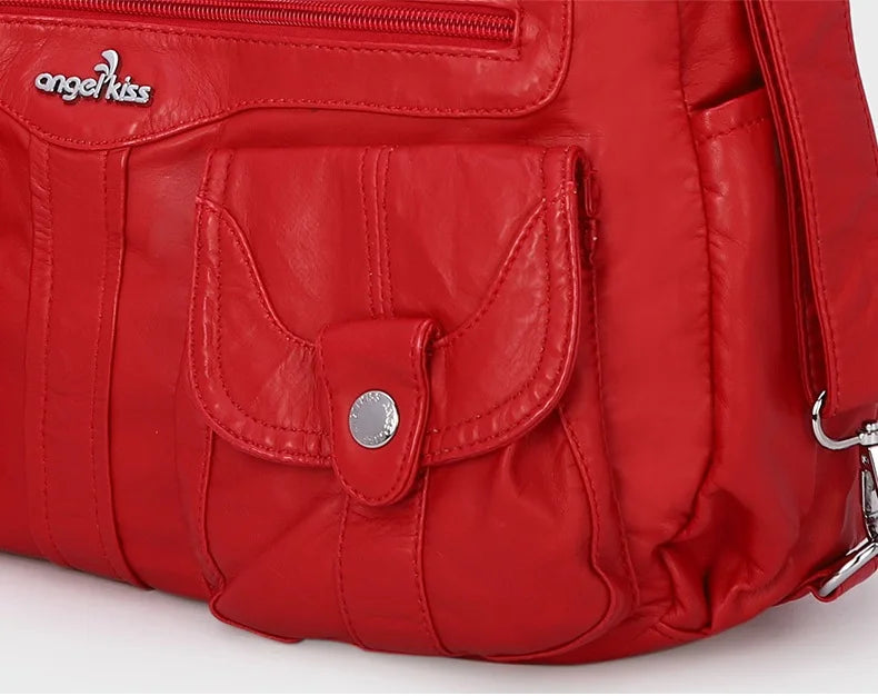 Damen-Schultertasche Aus Weichem PU-Lederimitat Mit Innenfach Und Reißverschluss Alltag Und Shopping