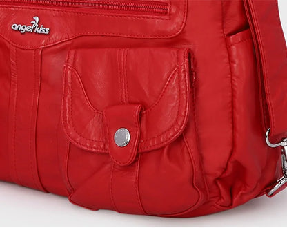 Damen-Schultertasche Aus Weichem PU-Lederimitat Mit Innenfach Und Reißverschluss Alltag Und Shopping