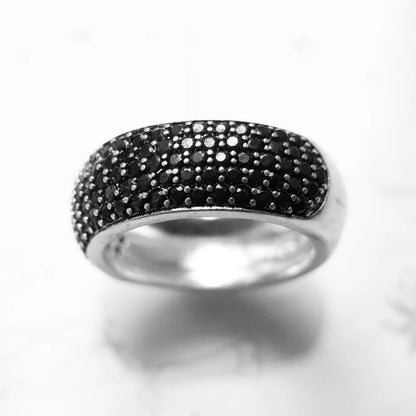 Damen-Ring Pavé schwarz klassisch aus Sterlingsilber