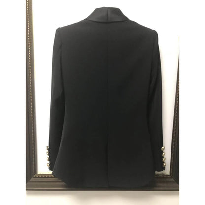 Damen-Blazer doppelreihig Schalkragen Schnürgürtel Löwenknopf elegant