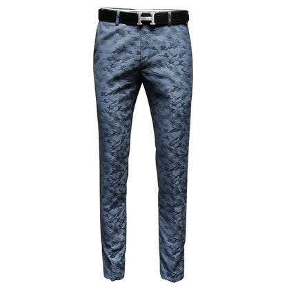 Herrenanzüge Hosen Blau Camouflage Bedruckt Mode Freizeitanzug Hose Slim Fit Büro Geschäftsmann Hochzeit Bräutigam Tragen Lange Hose