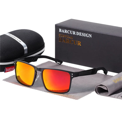 Sonnenbrille Al-Mg quadratisch polarisiert Spiegel Sport Herren Damen