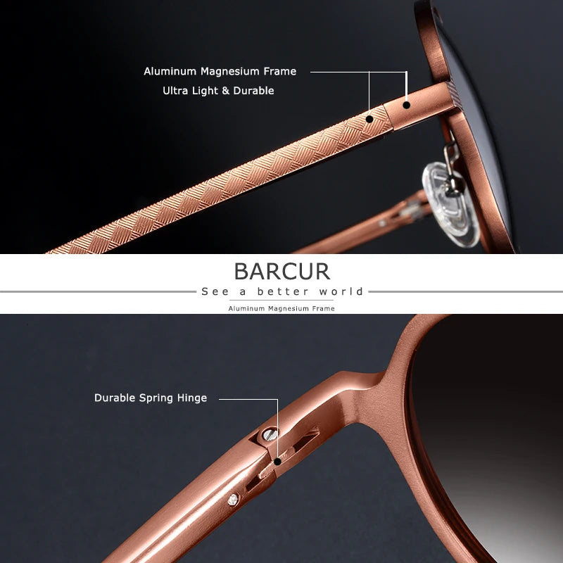 Sonnenbrille rund Al-Mg Vintage Steampunk polarisiert Marken-Design