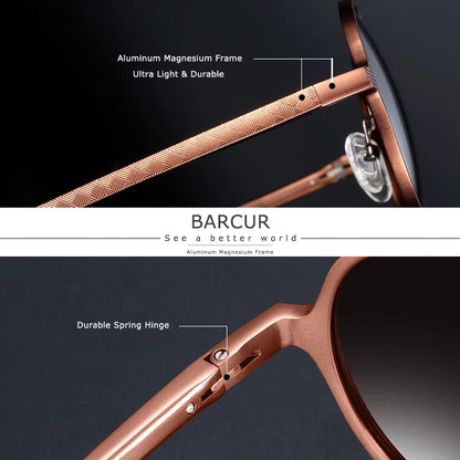 Sonnenbrille rund Al-Mg Vintage Steampunk polarisiert Marken-Design