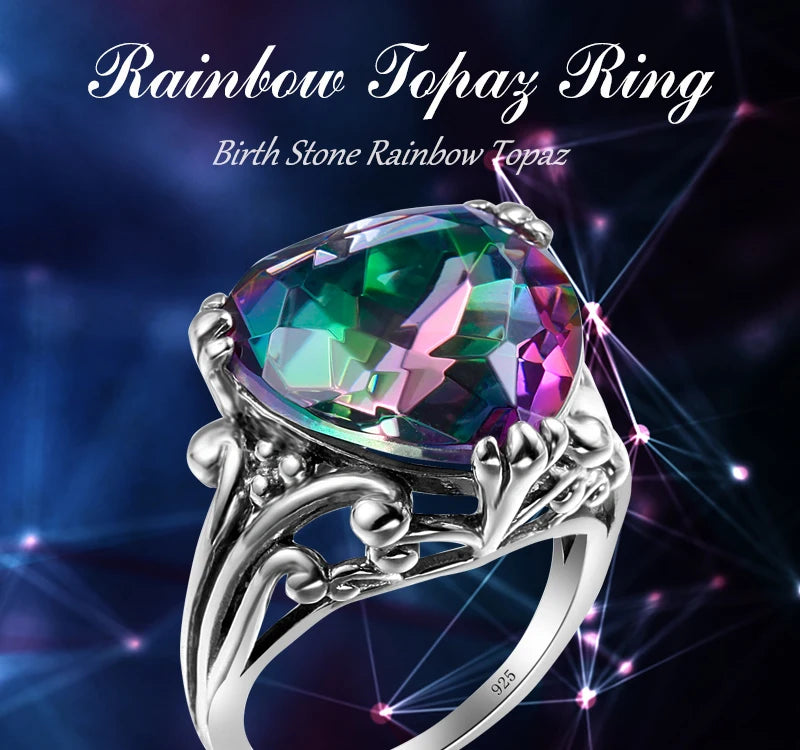 Damen-Ring Herzform Aus 925er Sterlingsilber Mit Mystic Topas Und Funkelndem Kristall