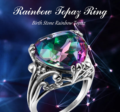 Damen-Ring Herzform Aus 925er Sterlingsilber Mit Mystic Topas Und Funkelndem Kristall