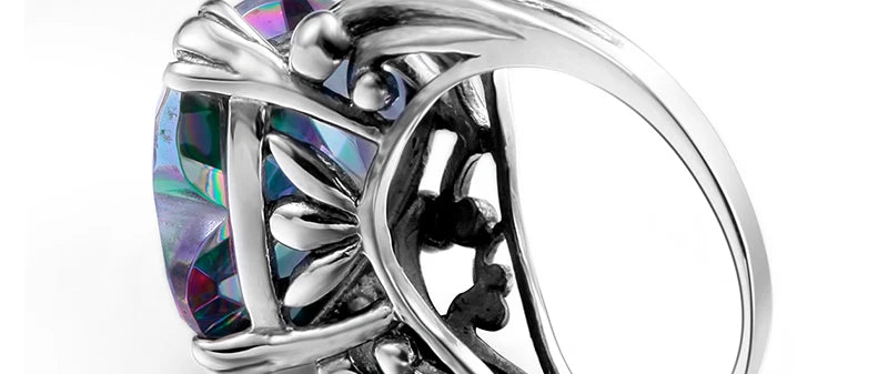 Damen-Ring Herzform Aus 925er Sterlingsilber Mit Mystic Topas Und Funkelndem Kristall
