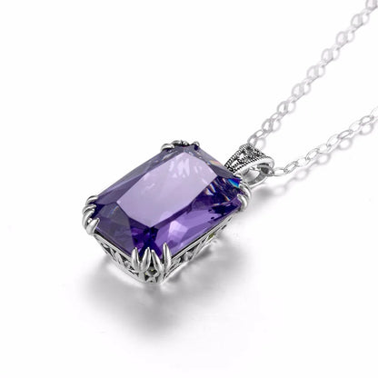 Damen-Anhänger aus 925er Sterlingsilber Mit Amethyststein Vintage Stil Ohne Kette Elegantes Schmuckstück