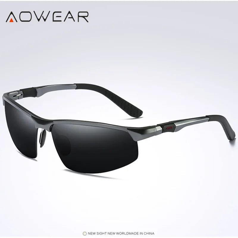 AOWEAR Luxus Qualität Randlose Spiegel Sonnenbrille Männer Polarisierte Sport Im Freien Sonnenbrille Retro UV400 Anti-glare Fahren Sonnenbrille