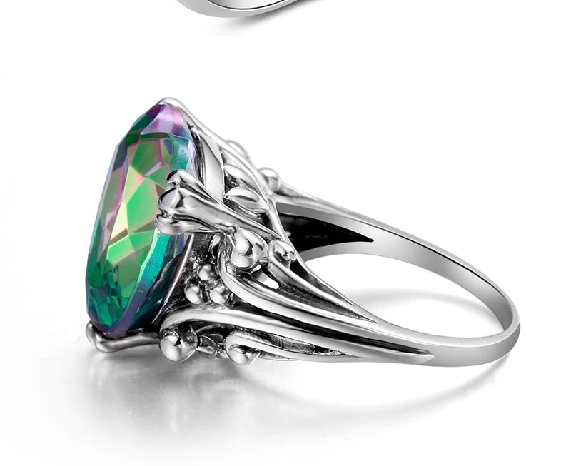 Damen-Ring Herzform Aus 925er Sterlingsilber Mit Mystic Topas Und Funkelndem Kristall