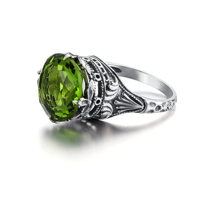 Damen-Solitärring aus 925er Silber mit Peridot Geburtsstein 1,2 Karat, Eleganter Alltags- und Anlassschmuck