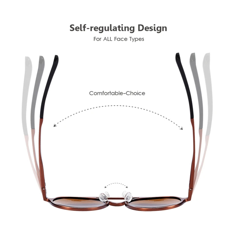 Sonnenbrille rund Al-Mg Vintage Steampunk polarisiert Marken-Design