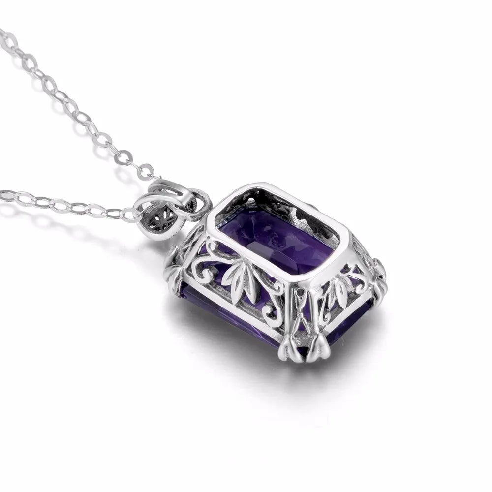 Damen-Anhänger aus 925er Sterlingsilber Mit Amethyststein Vintage Stil Ohne Kette Elegantes Schmuckstück