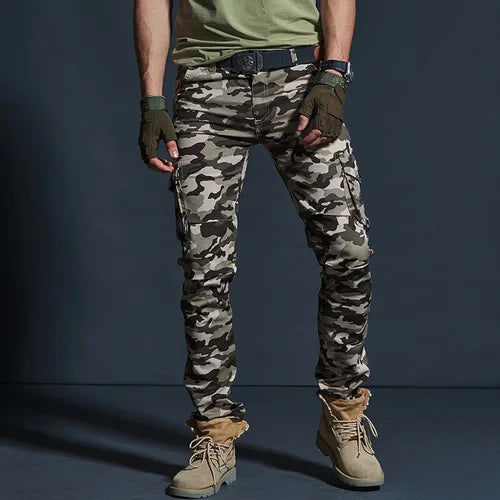 Männer Cargo Hosen im Military Style mit wasserdichten Taschen für Casual-Look