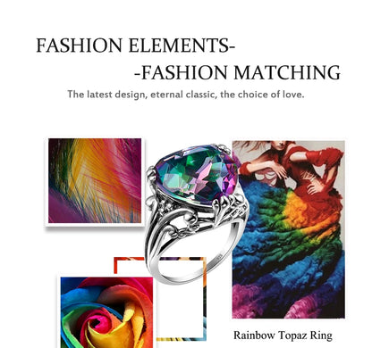 Damen-Ring Herzform Aus 925er Sterlingsilber Mit Mystic Topas Und Funkelndem Kristall