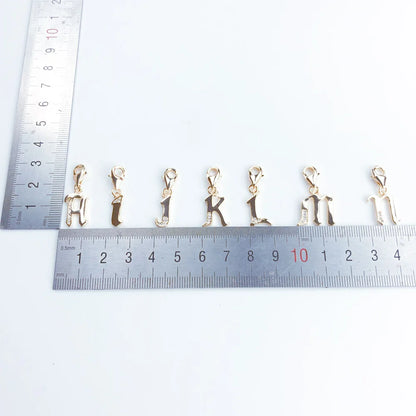 Damen-Charm-Anhänger Buchstaben Alphabet golden Vintage aus Sterlingsilber