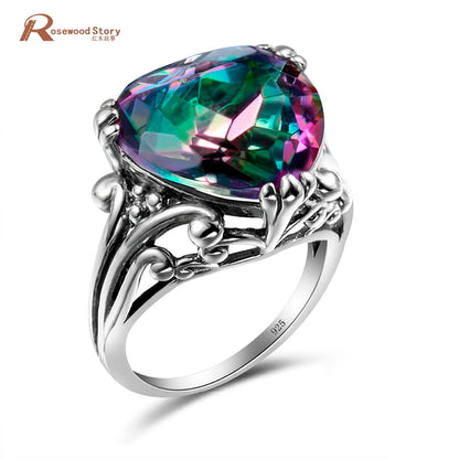 Damen-Ring Herzform Aus 925er Sterlingsilber Mit Mystic Topas Und Funkelndem Kristall