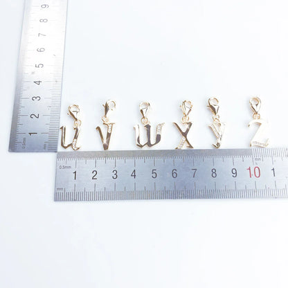 Damen-Charm-Anhänger Buchstaben Alphabet golden Vintage aus Sterlingsilber