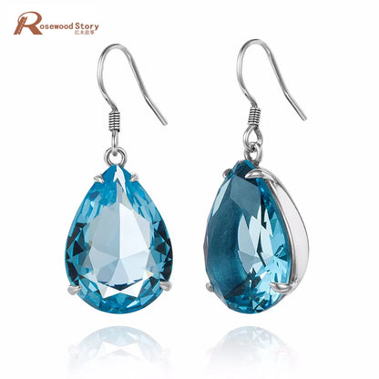 Damen-Hänger-Ohrringe Aus Sterlingsilber Handgefertigt Mit Aquamarin Stein Für Elegante Alltags- und Festtagslooks