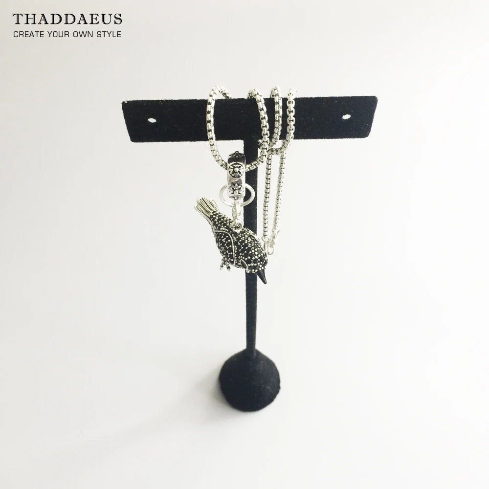 Damen-Charm-Anhänger Rabe Pavé mystisch aus Sterlingsilber