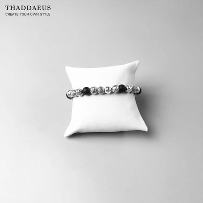 Damen-Armband Kreuz Perlen Obsidian Rebel aus Sterlingsilber