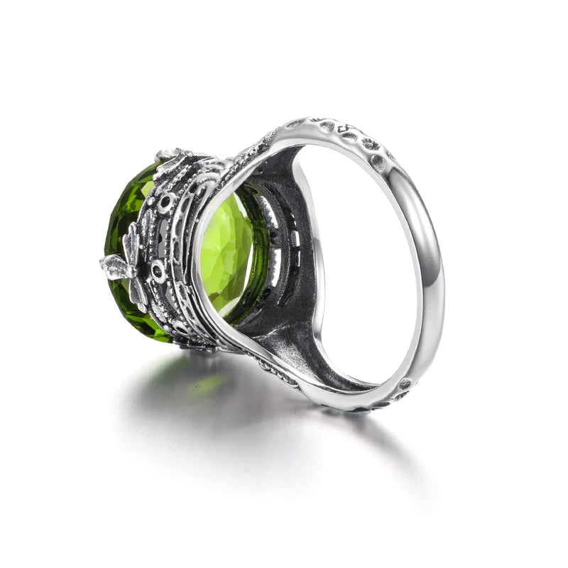 Damen-Solitärring aus 925er Silber mit Peridot Geburtsstein 1,2 Karat, Eleganter Alltags- und Anlassschmuck