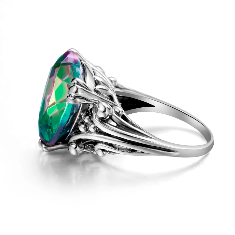Damen-Ring Herzform Aus 925er Sterlingsilber Mit Mystic Topas Und Funkelndem Kristall