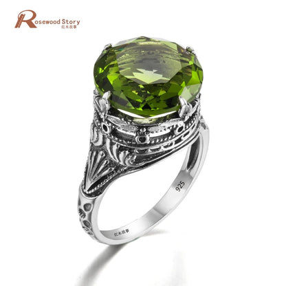 Damen-Solitärring aus 925er Silber mit Peridot Geburtsstein 1,2 Karat, Eleganter Alltags- und Anlassschmuck
