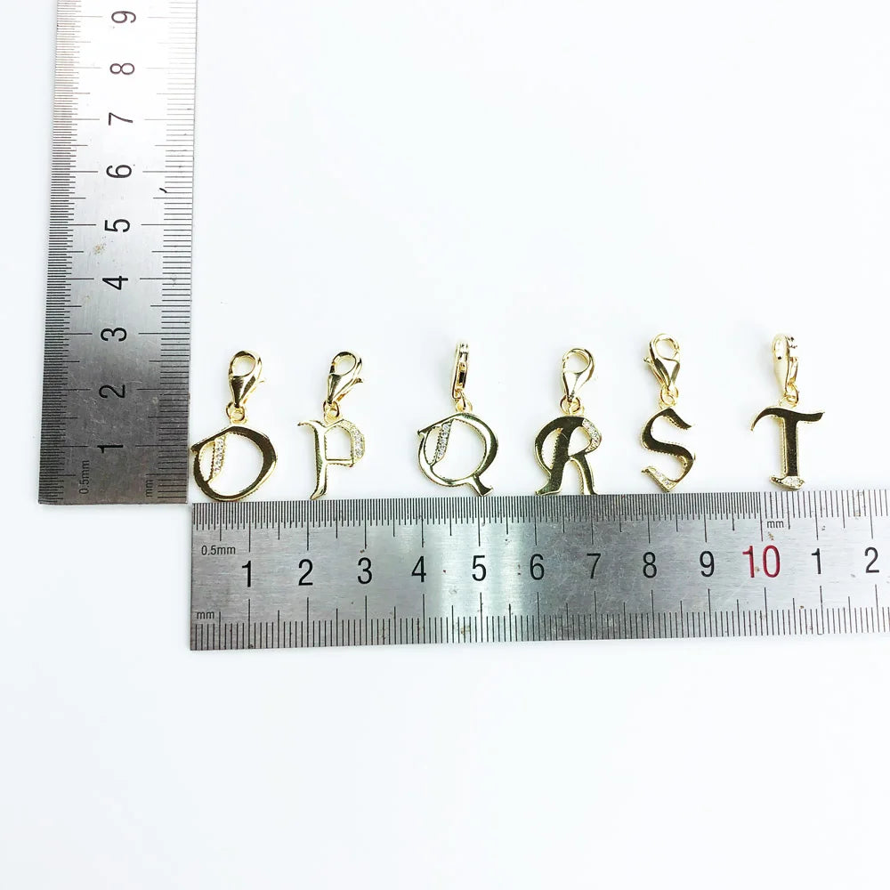 Damen-Charm-Anhänger Buchstaben Alphabet golden Vintage aus Sterlingsilber