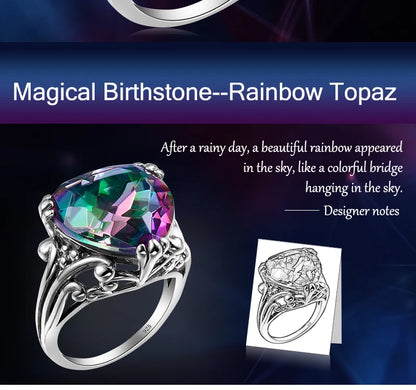 Damen-Ring Herzform Aus 925er Sterlingsilber Mit Mystic Topas Und Funkelndem Kristall