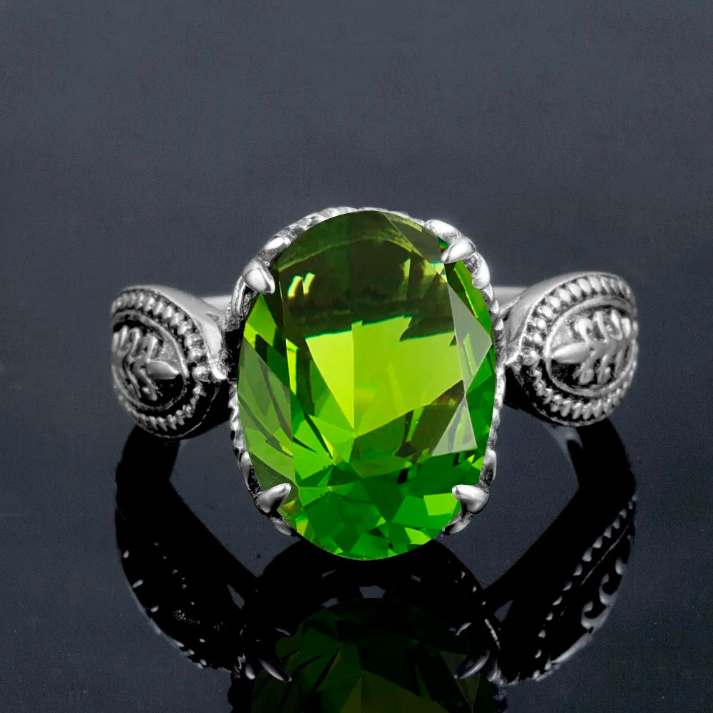 Damen-Ring Aus Sterlingsilber Mit Peridot August Geburtsstein Vintage-Charme Schmuckstück