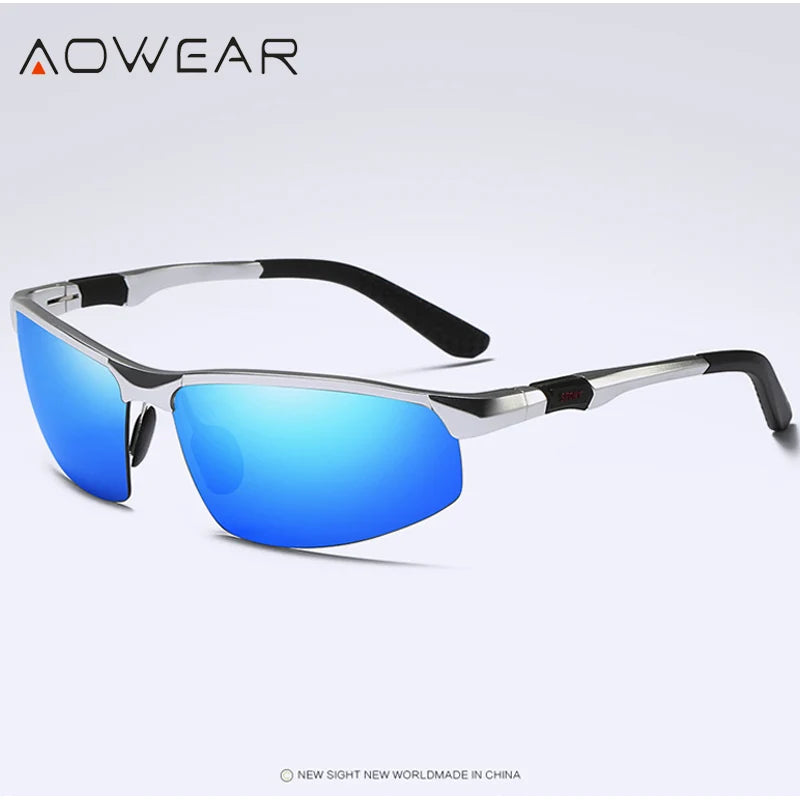 AOWEAR Luxus Qualität Randlose Spiegel Sonnenbrille Männer Polarisierte Sport Im Freien Sonnenbrille Retro UV400 Anti-glare Fahren Sonnenbrille